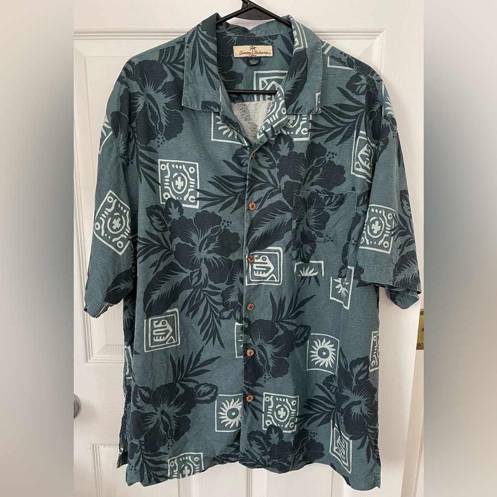 TOMMY BAHAMA 100% Silk Aloha Button Down Shirt